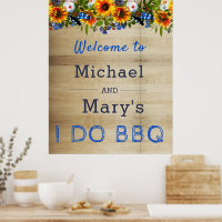 I DO BBQ Floral Wood Monogram Engagement Welcome
