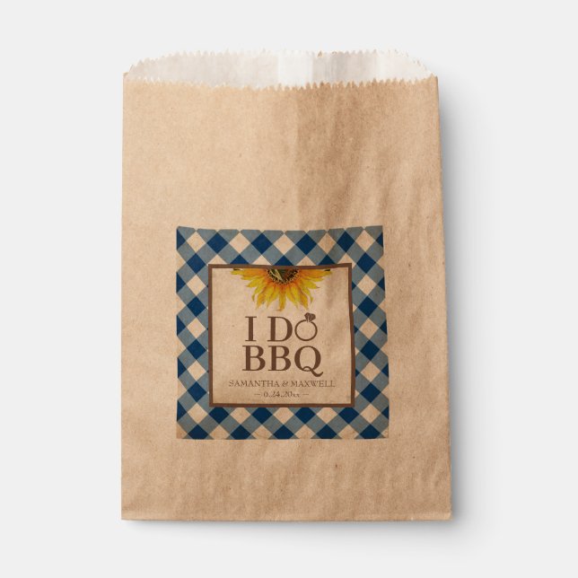 I Do BBQ Gingham and Sunflower Favour Bag (Front)