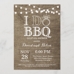 I DO BBQ Invitation Burlap Wedding Engagment