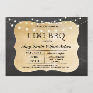 I DO BBQ Invitation Chalk Lights Couples Invite