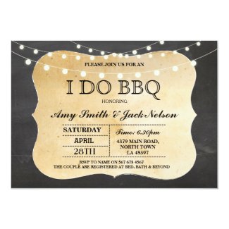 I DO BBQ Invitation Chalk Lights Couples Invite