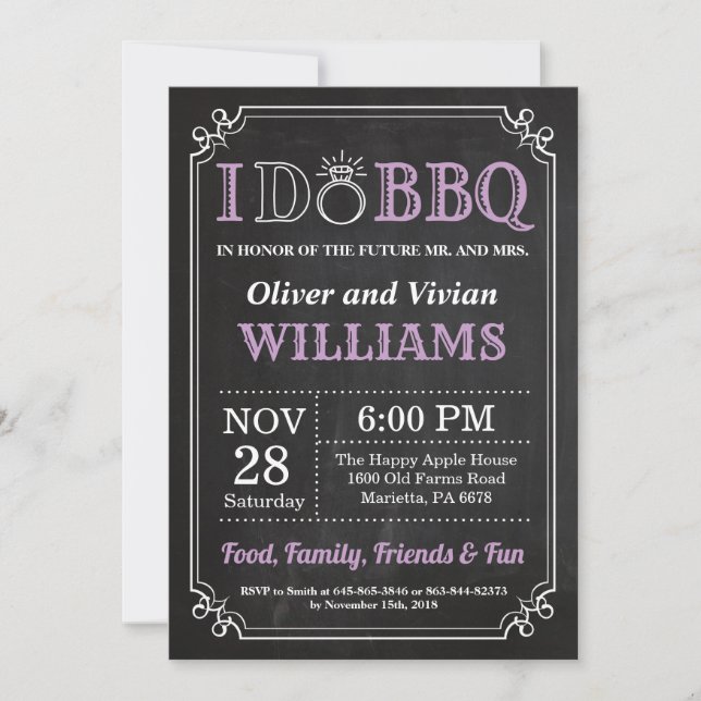 I DO BBQ Invitation Chalkboard Engagement Mariage (Devant)