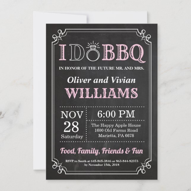 I DO BBQ Invitation Chalkboard Engagement Mariage (Devant)