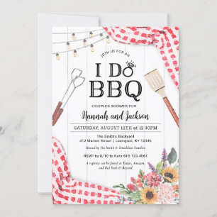 I Do BBQ Invitation pour Couples Douche avec Rouge