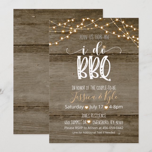 I Do BBQ Invitation - Rustic (Front/Back)