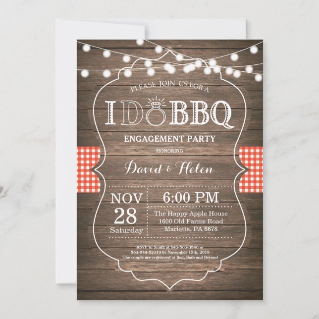 I DO BBQ Invitation Rustic Mariage Fiançailles (Devant)