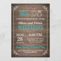 I DO BBQ Invitation Rustic Teal Wedding Engagment