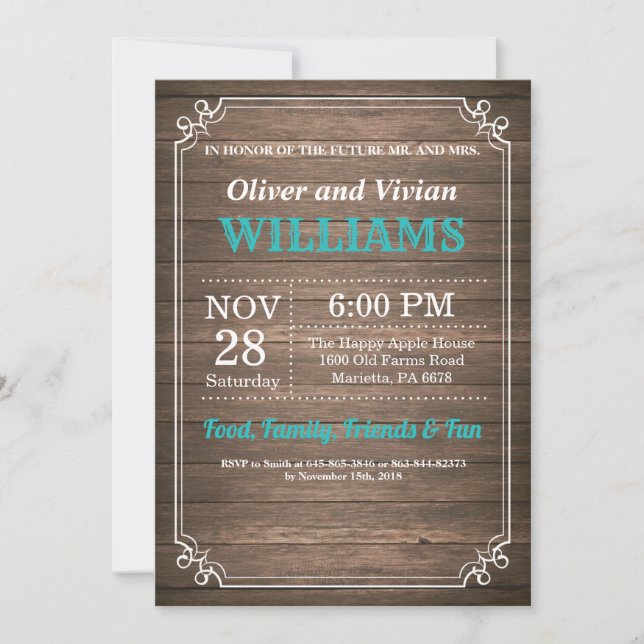 I DO BBQ Invitation Rustic Teal Wedding Engagment (Front)