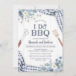 I Do BBQ Invitation with Navy and Light Blue