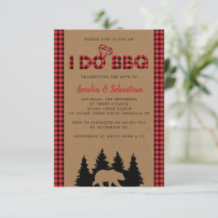 I Do BBQ Kraft Plaid Bridal Shower Invitation