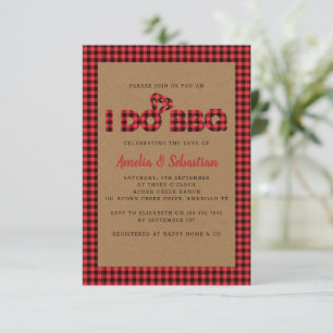 I Do BBQ Kraft Plaid Bridal Shower Invitation