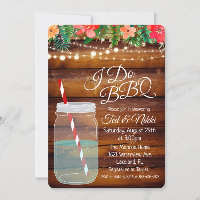 I Do BBQ Mason Jar Couples Shower Invitation (Front)