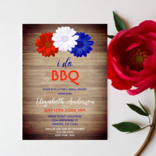 I Do BBQ Patriotic Floral Bridal Shower Invitation