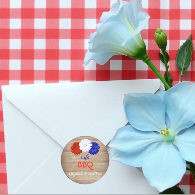I Do BBQ Patriotic Floral Classic Round Sticker (Creator Uploaded)