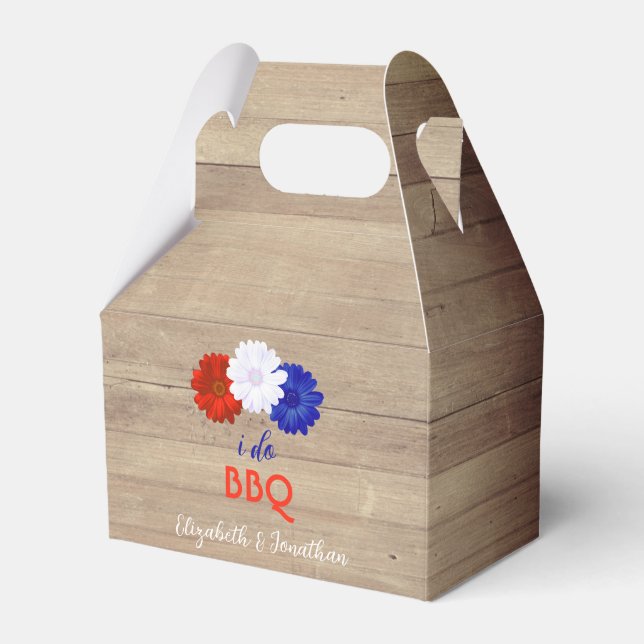 I Do BBQ Patriotic Floral Favor Box (Front Side)