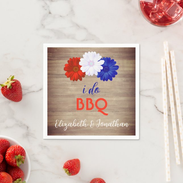 I Do BBQ Patriotic Floral Napkin (Insitu)