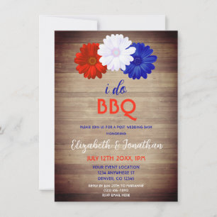 I Do BBQ Patriotic Floral Post-Wedding Invitation