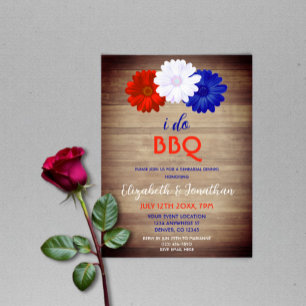 I Do BBQ Patriotic Floral Rehearsal Dinner Invitation