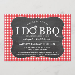 I DO BBQ Red Fiançailles Couples Douche Invitation