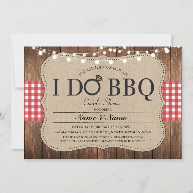 I DO BBQ Red Fiançailles Couples Douche Invitation (Devant)