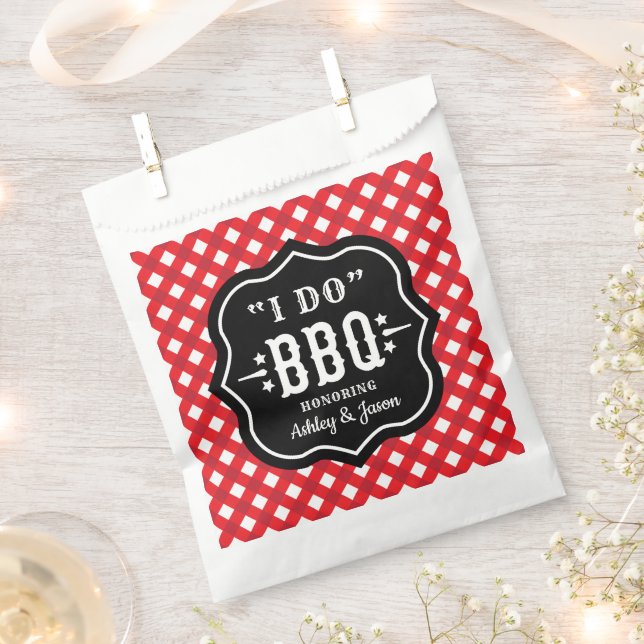 I Do BBQ Red Gingham Check Wedding Favour Bag (Clipped)