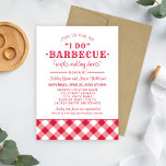 I Do BBQ Red Gingham Wedding Couples Shower Invitation<br><div class="desc">A rustic modern couple's wedding shower invitation for a casual backyard summer BBQ event.  Text includes "Join us for an "I do" Barbecue Couples Wedding Shower" honouring the future bride and groom.  Red and white design colours with gingham tablecloth pattern accent.</div>