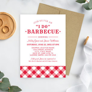 I Do BBQ Red Gingham Wedding Couples Shower Invitation