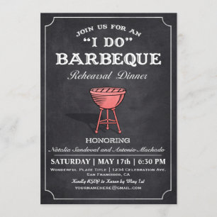I DO BBQ Rehearsal Dinner Invitations Chalkboard