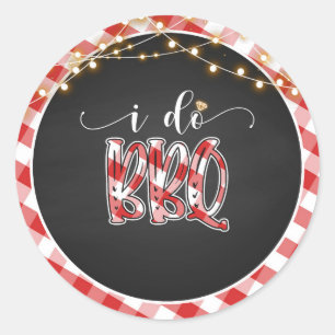 I Do BBQ Round Sticker - Gingham