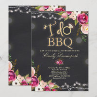 I Do BBQ Rustic Bridal Shower Invitation Florals