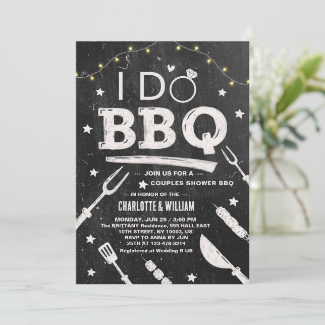 I do BBQ Rustic Couple Engagement Bridal shower  Invitation (Standing Front)