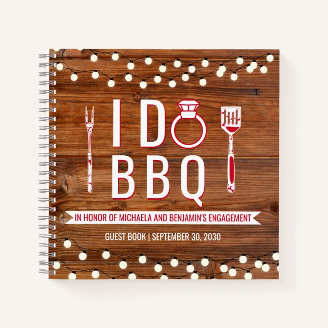 I Do BBQ Rustic Engagement Party Couple Guest Book (Front)