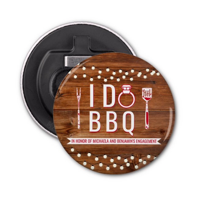 I Do BBQ Rustic Engagement Party Couples Shower Bottle Opener (Front)