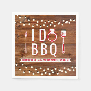 I Do BBQ Rustic Engagement Party Couples Shower Napkin