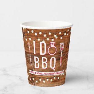 I Do BBQ Rustic Engagement Party Couples Shower Paper Cups
