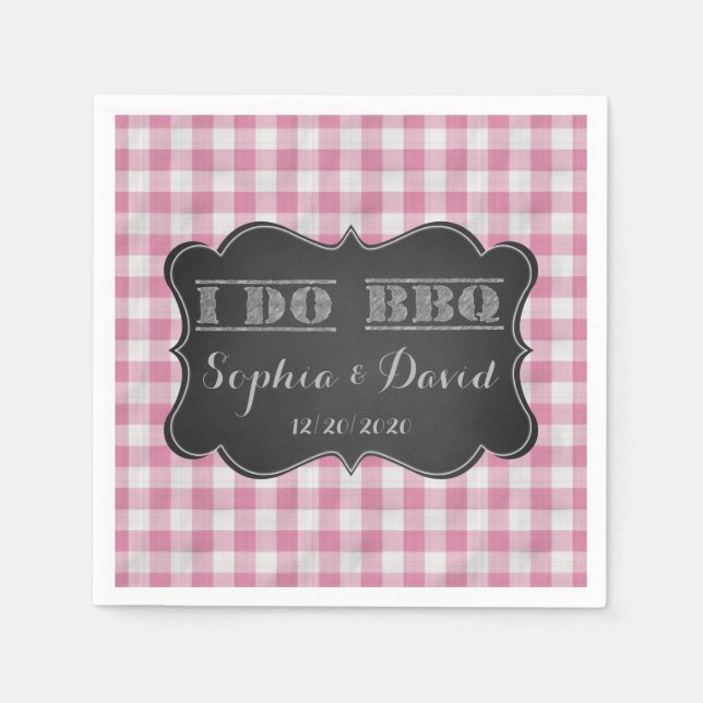 I DO BBQ Rustic Engagement Party Custom Napkin (Front)