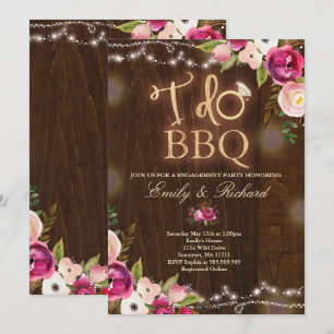 I Do BBQ Rustic Fiançailles Invitation Florals