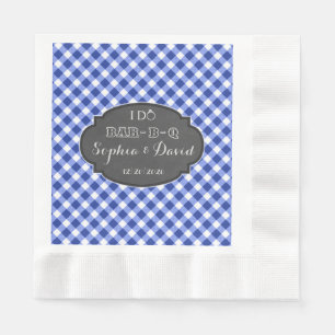 I DO BBQ Rustic Gingham Chalk Engagement Monogram Napkin