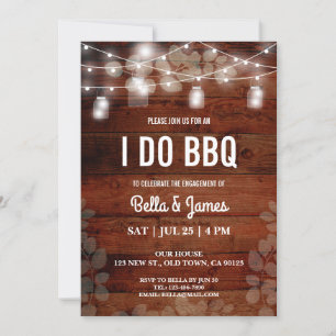 I Do BBQ Rustic String Lights Couple Shower Card