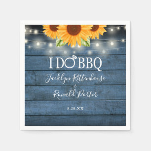 I Do BBQ Rustic Sunflower String Lights Engagement Napkin