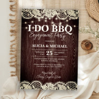 I DO BBQ rustic vintage wood lace engagement party