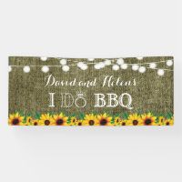 I DO BBQ Sunflower Burlap Wedding Engagment Banner