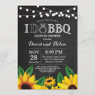 I DO BBQ Sunflower Couples Shower Chalkboard Invitation