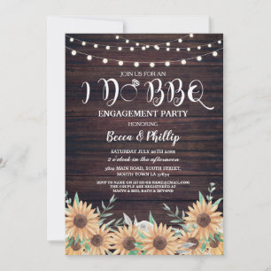 I DO BBQ Sunflower Engagement Party Invitation boi