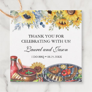 I Do BBQ Sunflower Rustic Engagement Party Favour Tags