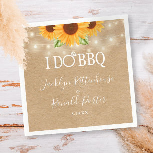 I Do BBQ Sunflower String Lights Engagement  Napkin