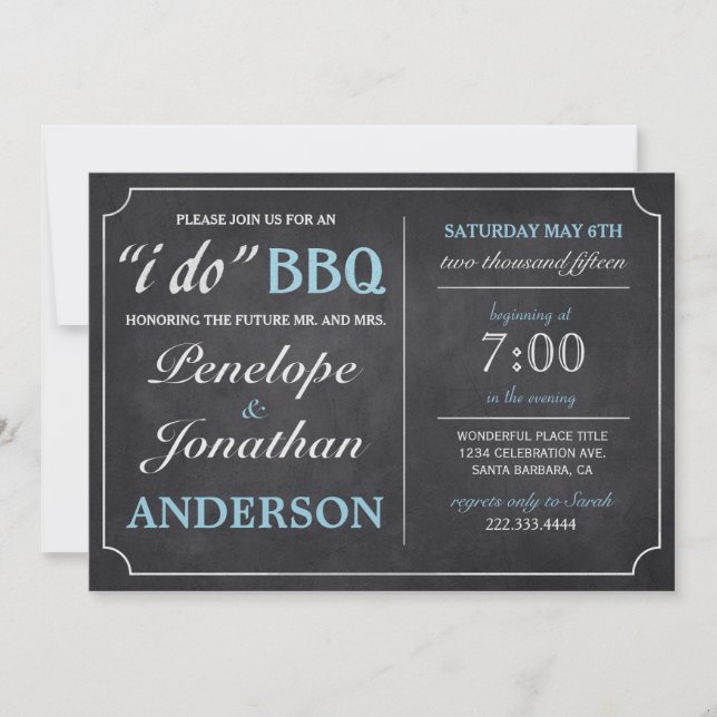 I DO BBQ Vintage Chalkboard Invitations (Devant)