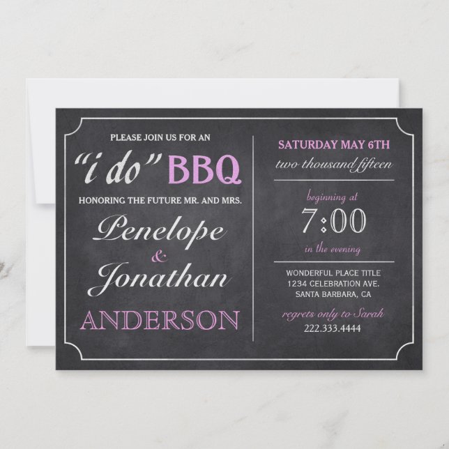 I DO BBQ Vintage Chalkboard Invitations (Devant)