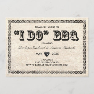 I DO BBQ Vintage Telegram Invitations