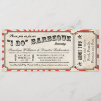 I DO BBQ Vintage Ticket Invitations